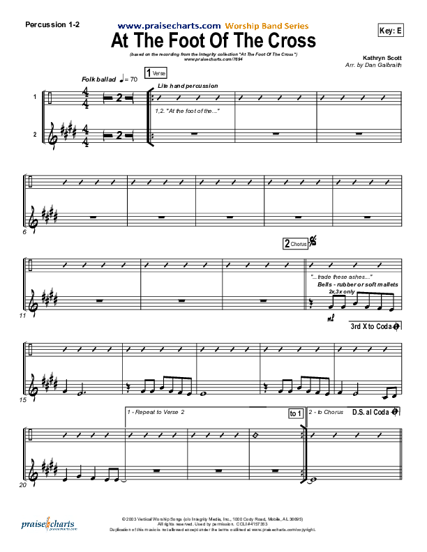 At The Foot Of The Cross Percussion 1/2 (Kathryn Scott)