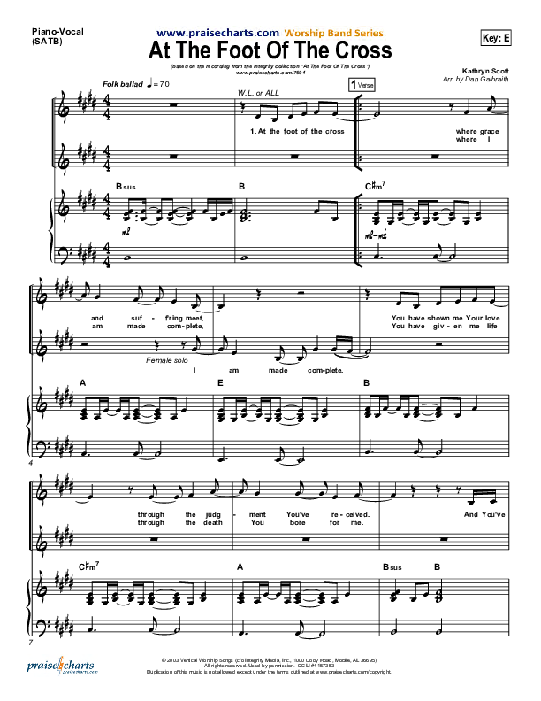 At The Foot Of The Cross Piano/Vocal (Kathryn Scott)