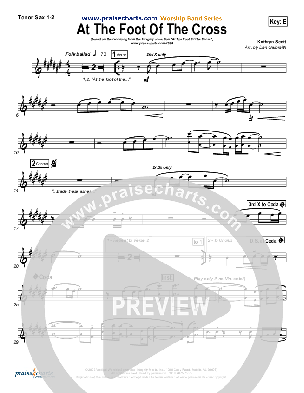 At The Foot Of The Cross Tenor Sax 1/2 (Kathryn Scott)