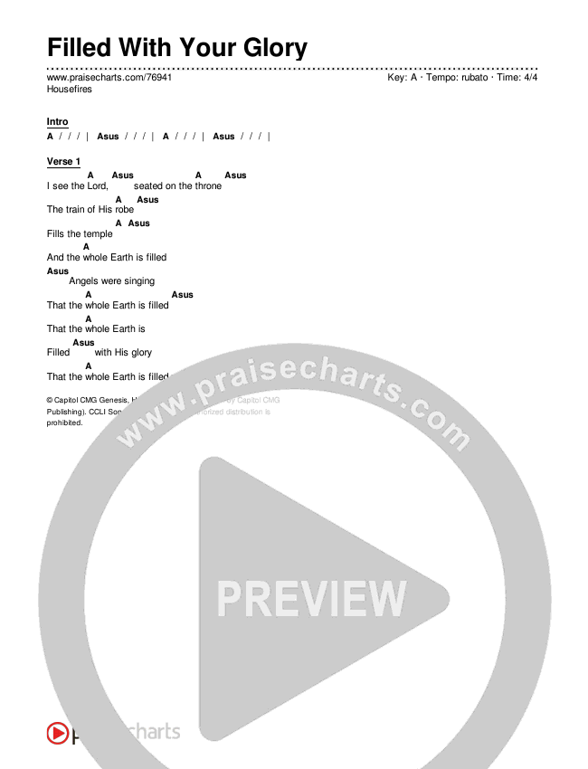 Filled With Your Glory Chords & Lyrics (Housefires)