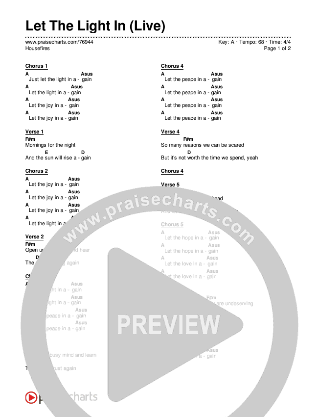 Let The Light In (Live) Chords & Lyrics (Housefires)