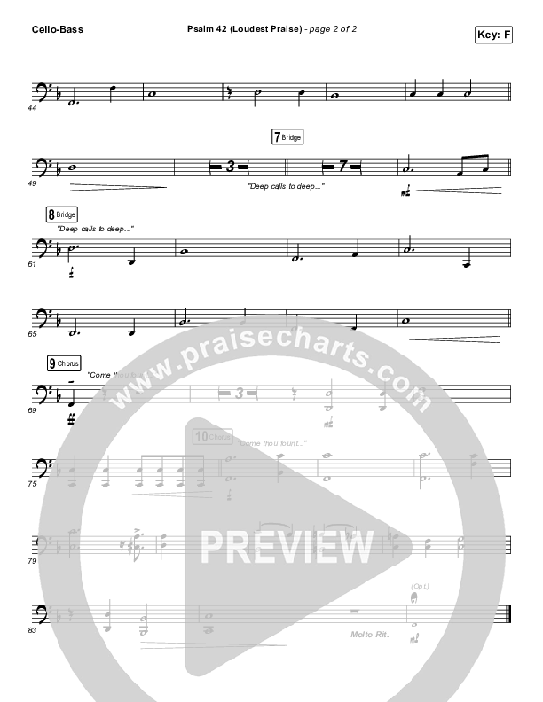 Psalm 42 (Loudest Praise) Cello/Bass (The Worship Initiative / Shane & Shane)