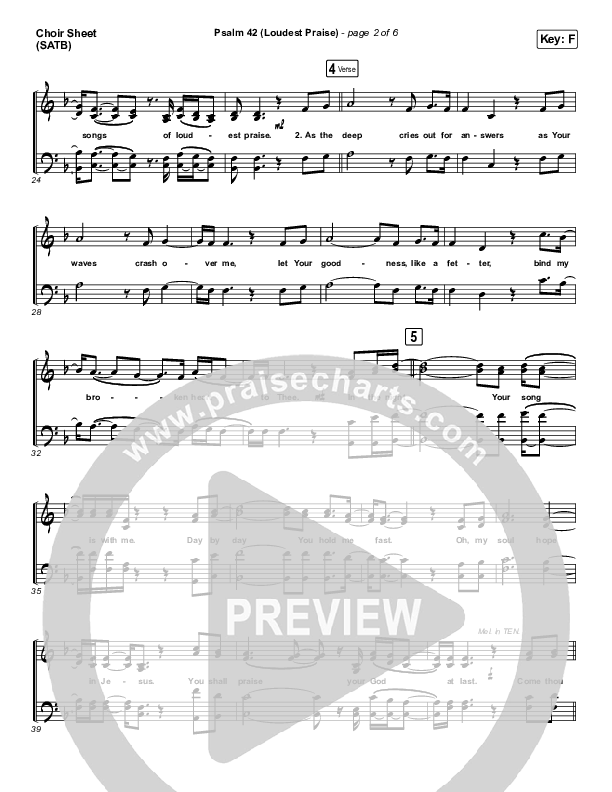 Psalm 42 (Loudest Praise) Choir Sheet (SATB) (The Worship Initiative / Shane & Shane)