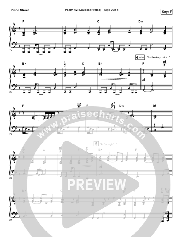 Psalm 42 (Loudest Praise) Piano Sheet (The Worship Initiative / Shane & Shane)