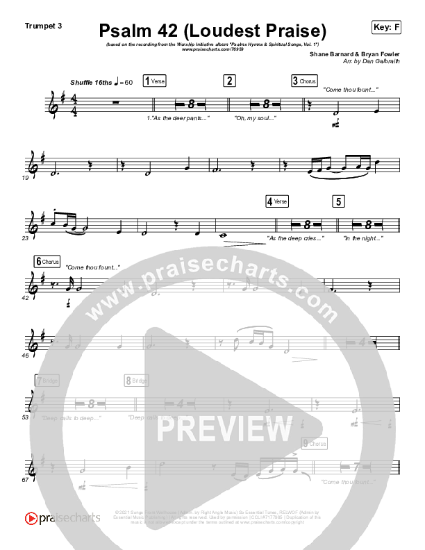 Psalm 42 (Loudest Praise) Trumpet 3 (The Worship Initiative / Shane & Shane)