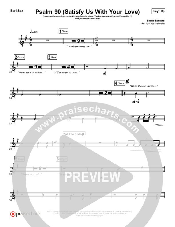 Psalm 90 (Satisfy Us With Your Love) Bari Sax (The Worship Initiative / Shane & Shane)