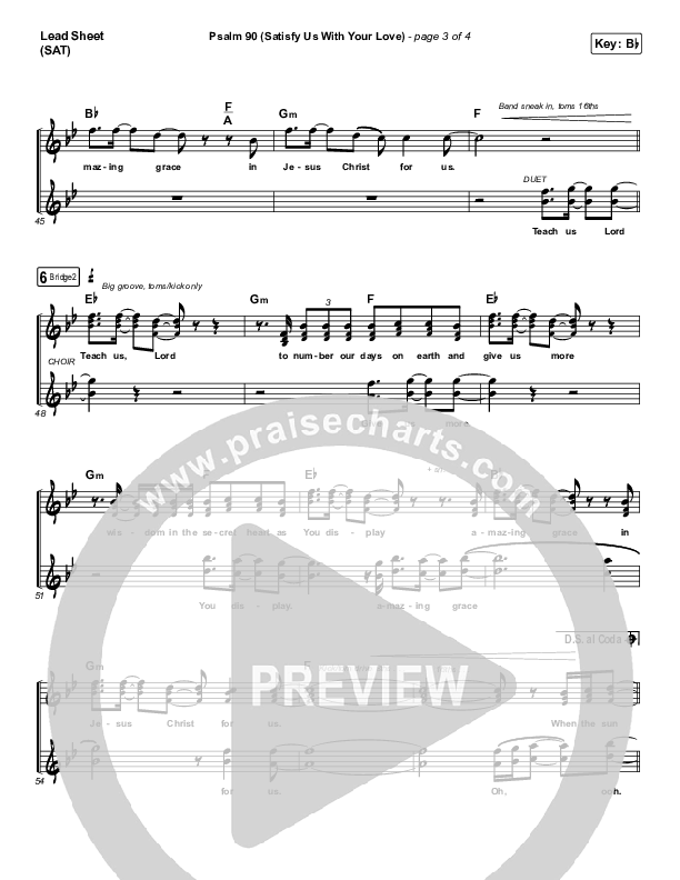 Psalm 90 (Satisfy Us With Your Love) Lead Sheet (The Worship Initiative / Shane & Shane)