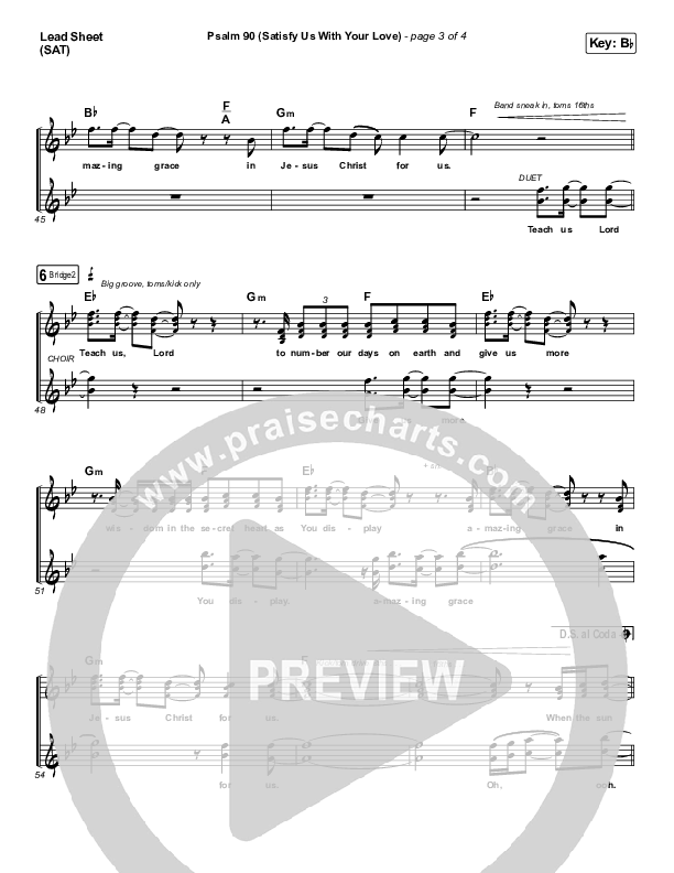 Psalm 90 (Satisfy Us With Your Love) Lead Sheet (SAT) (The Worship Initiative / Shane & Shane)