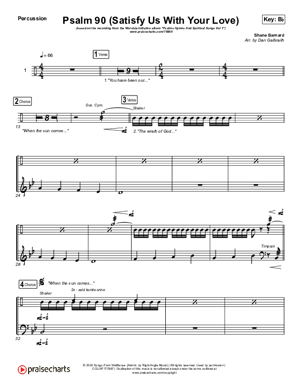 Psalm 90 (Satisfy Us With Your Love) Percussion (The Worship Initiative / Shane & Shane)