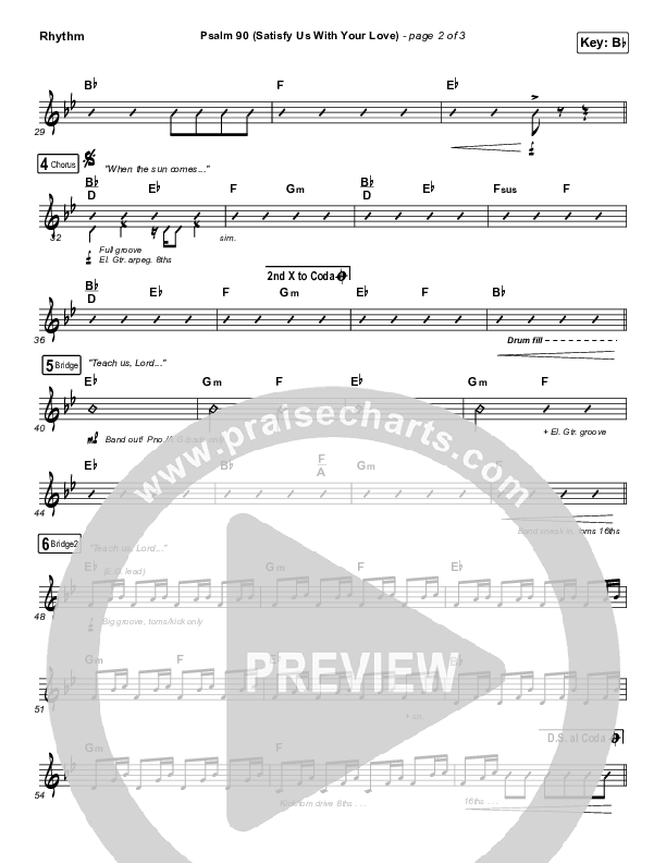 Psalm 90 (Satisfy Us With Your Love) Rhythm Chart (The Worship Initiative / Shane & Shane)