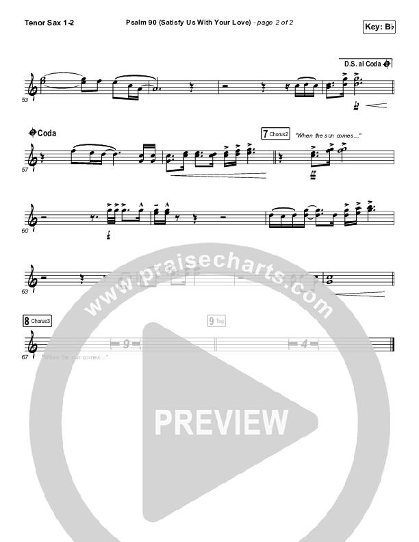 Psalm 90 (Satisfy Us With Your Love) Tenor Sax 1/2 (The Worship Initiative / Shane & Shane)