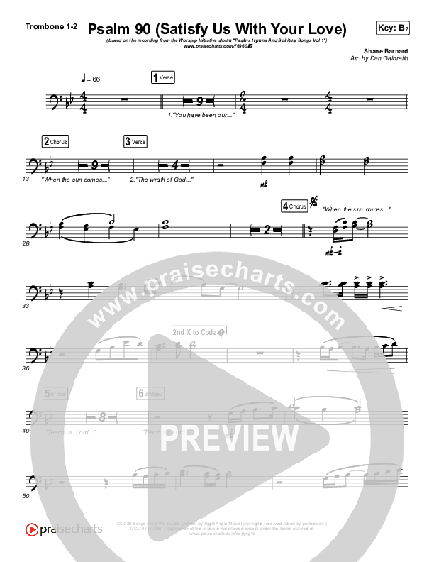 Psalm 90 (Satisfy Us With Your Love) Trombone 1/2 (The Worship Initiative / Shane & Shane)