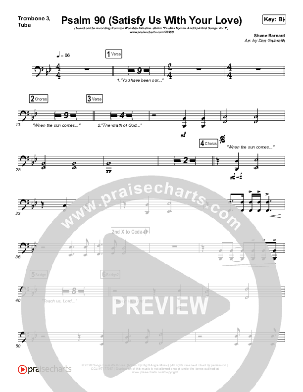 Psalm 90 (Satisfy Us With Your Love) Trombone 3/Tuba (The Worship Initiative / Shane & Shane)