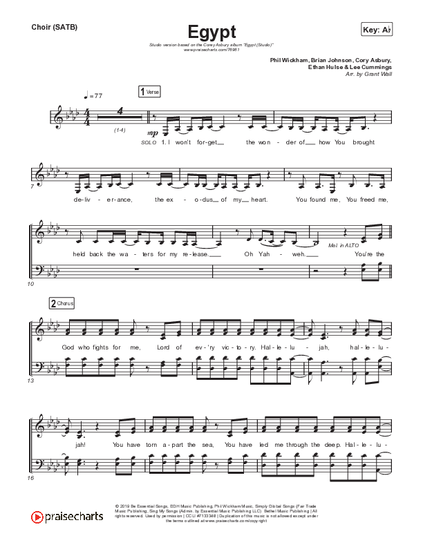 Egypt (Studio) Choir Sheet (SATB) (Cory Asbury)