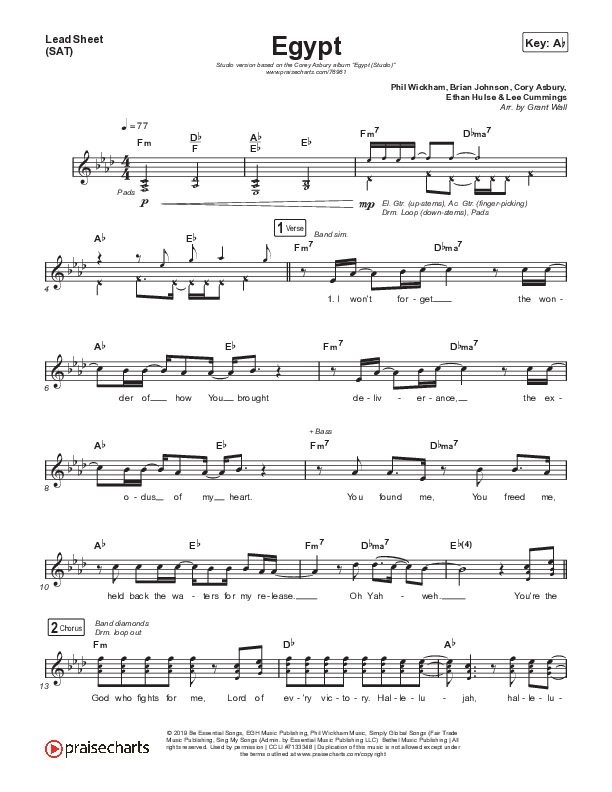 Egypt (Studio) Lead Sheet (SAT) (Cory Asbury)