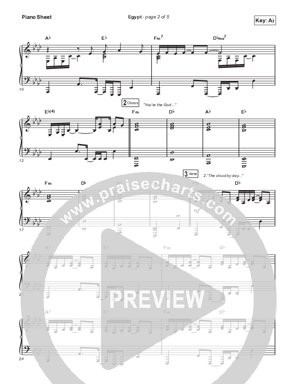 Egypt (Studio) Piano Sheet (Cory Asbury)