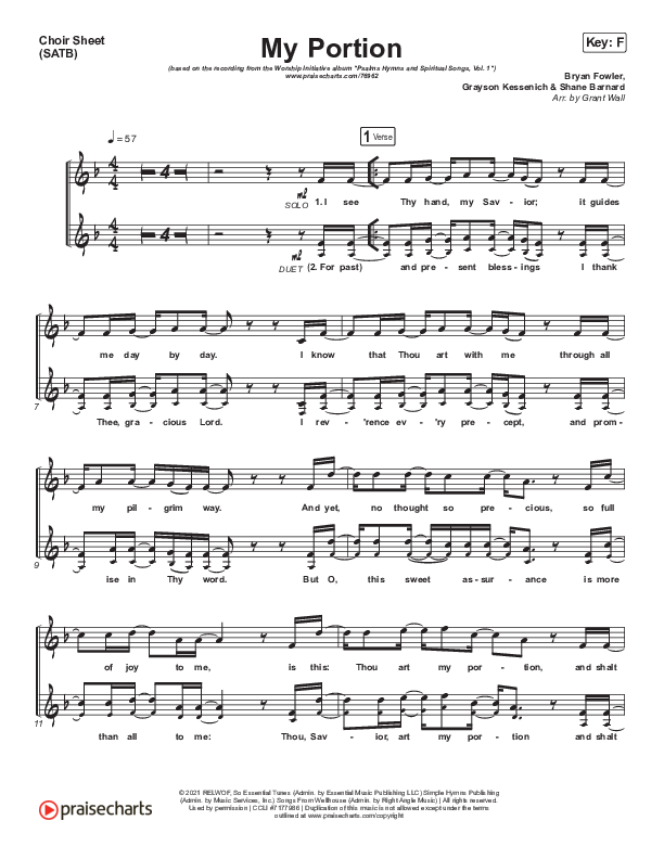 My Portion Choir Vocals (SATB) (The Worship Initiative / Shane & Shane)