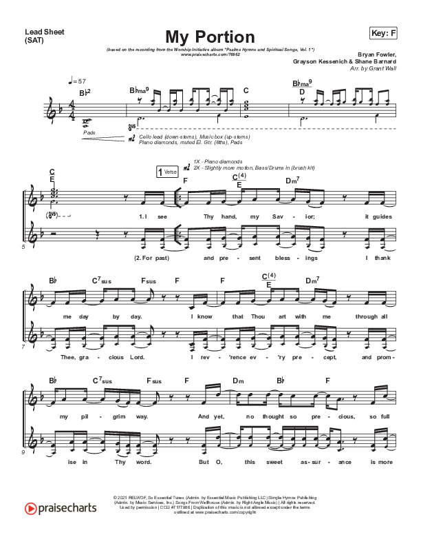 My Portion Lead Sheet (SAT) (The Worship Initiative / Shane & Shane)