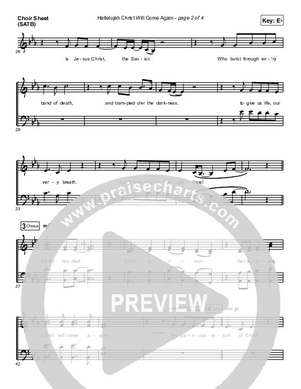 Hallelujah Christ Will Come Again Choir Sheet (SATB) (The Worship Initiative / Shane & Shane)