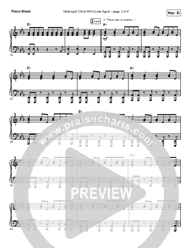 Hallelujah Christ Will Come Again Piano Sheet (The Worship Initiative / Shane & Shane)