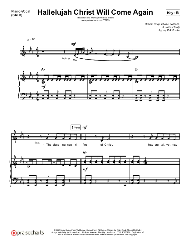 Hallelujah Christ Will Come Again Piano/Vocal Pack (The Worship Initiative / Shane & Shane)