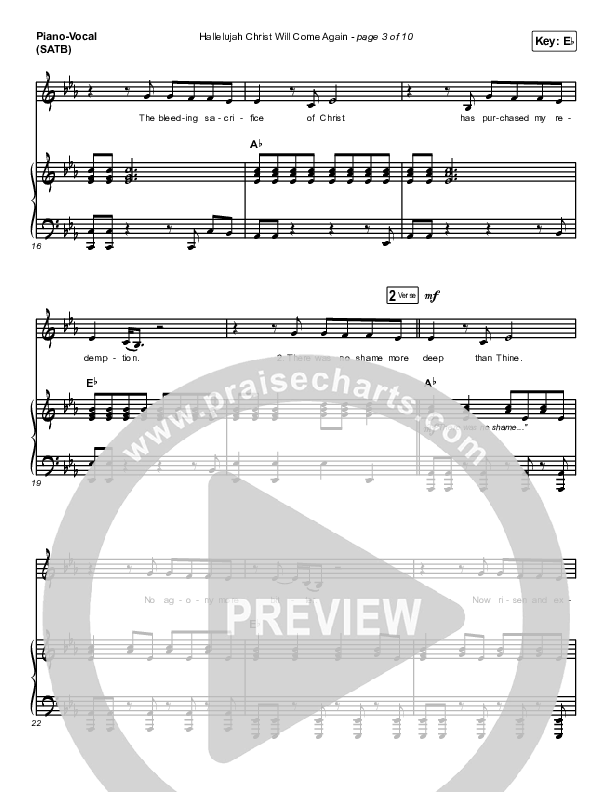 Hallelujah Christ Will Come Again Piano/Vocal (SATB) (The Worship Initiative / Shane & Shane)