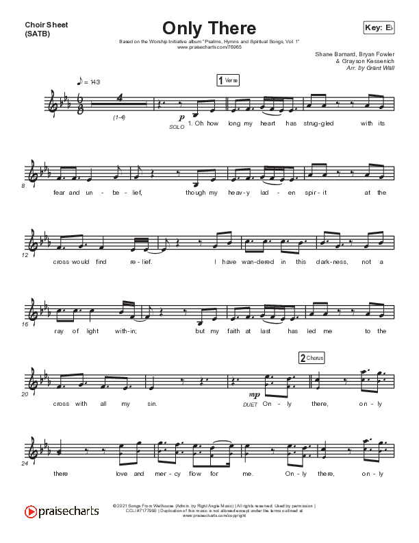 Only There Choir Vocals (SATB) (The Worship Initiative / Shane & Shane)