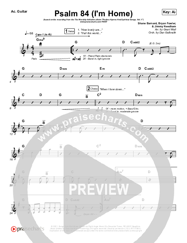 Psalm 84 (I’m Home) Acoustic Guitar (The Worship Initiative / Shane & Shane)