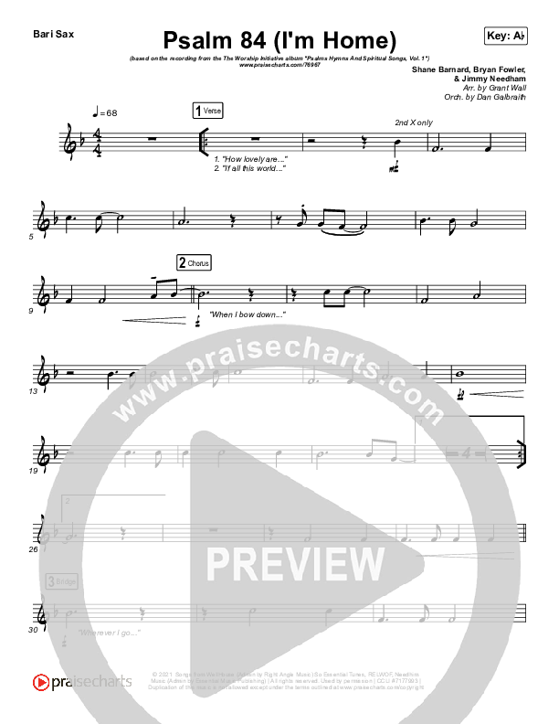 Psalm 84 (I’m Home) Bari Sax (The Worship Initiative / Shane & Shane)