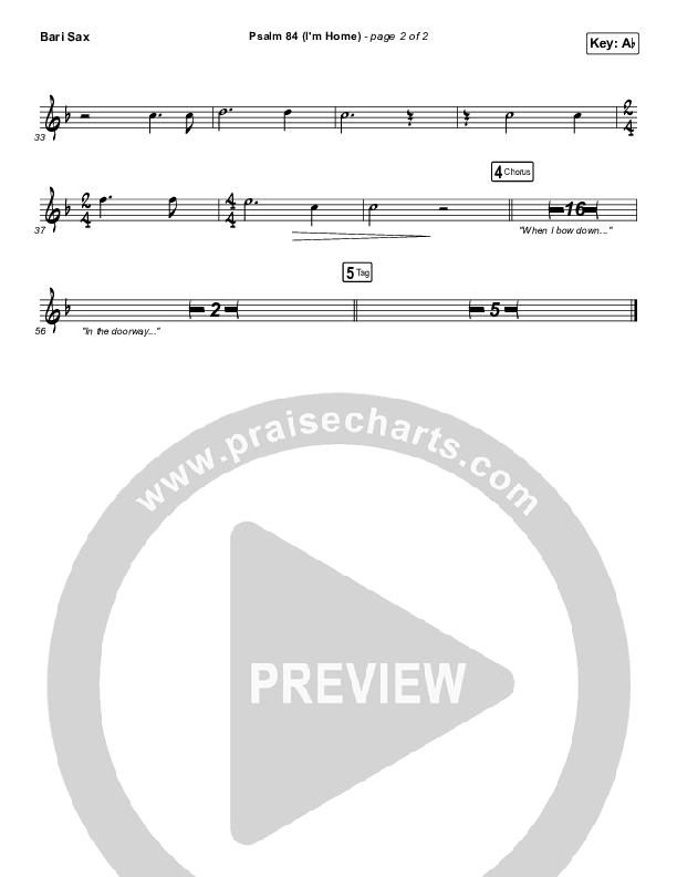 Psalm 84 (I’m Home) Bari Sax (The Worship Initiative / Shane & Shane)