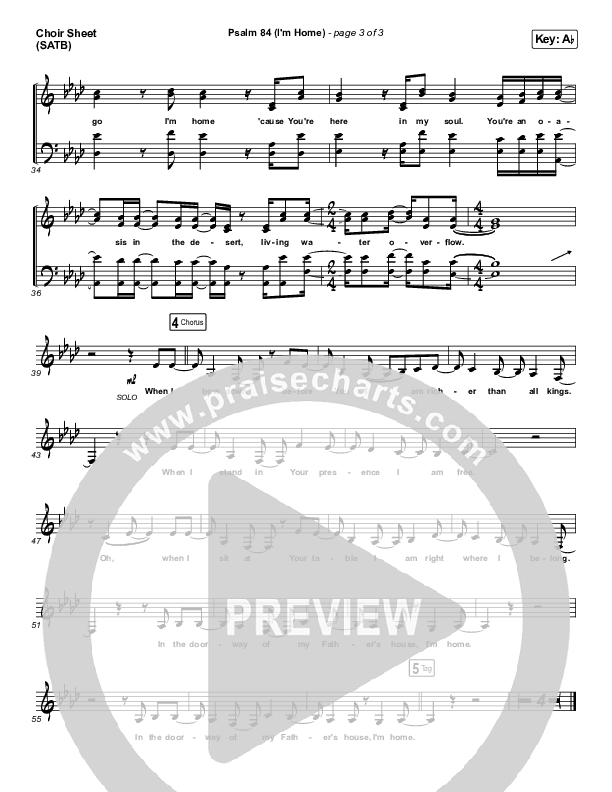 Psalm 84 (I’m Home) Choir Sheet (SATB) (The Worship Initiative / Shane & Shane)