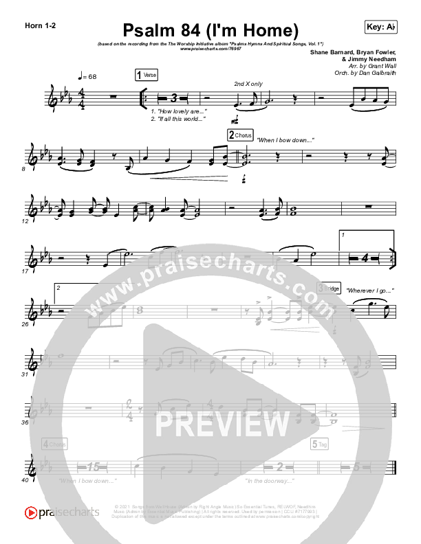 Psalm 84 (I’m Home) Brass Pack (The Worship Initiative / Shane & Shane)