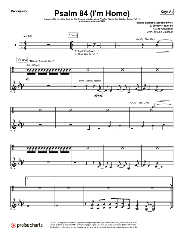 Psalm 84 (I’m Home) Percussion (The Worship Initiative / Shane & Shane)