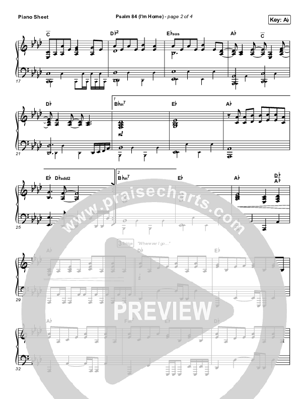 Psalm 84 (I’m Home) Piano Sheet (The Worship Initiative / Shane & Shane)