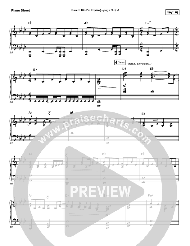 Psalm 84 (I’m Home) Piano Sheet (The Worship Initiative / Shane & Shane)