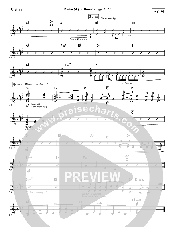 Psalm 84 (I’m Home) Rhythm Chart (The Worship Initiative / Shane & Shane)