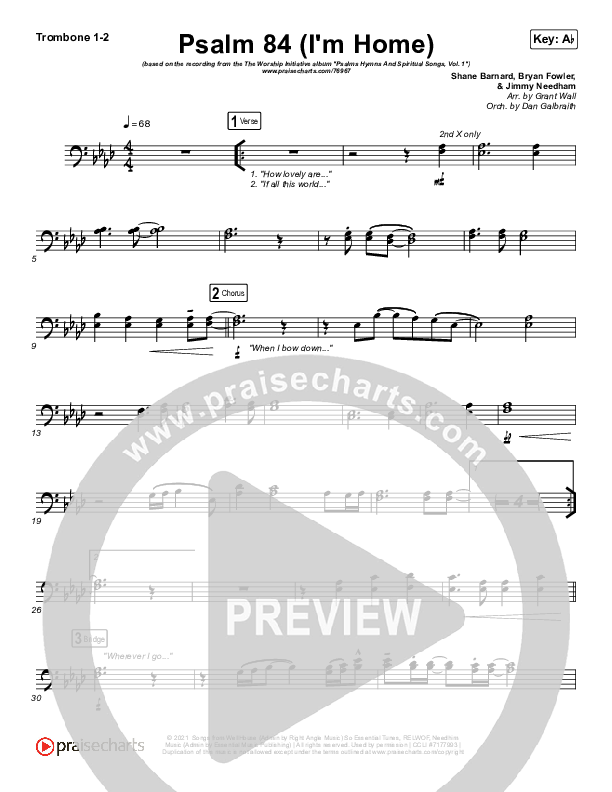 Psalm 84 (I’m Home) Trombone 1/2 (The Worship Initiative / Shane & Shane)