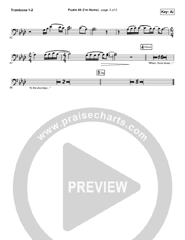Psalm 84 (I’m Home) Trombone 1/2 (The Worship Initiative / Shane & Shane)