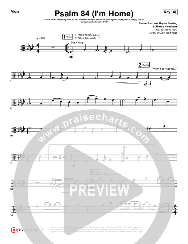 Psalm 84 (I’m Home) Viola (The Worship Initiative / Shane & Shane)