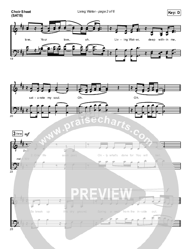 Living Water Choir Sheet (SATB) (The Worship Initiative / Shane & Shane)