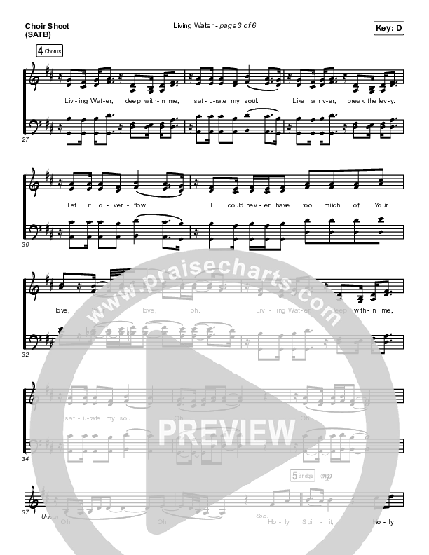 Living Water Choir Sheet (SATB) (The Worship Initiative / Shane & Shane)