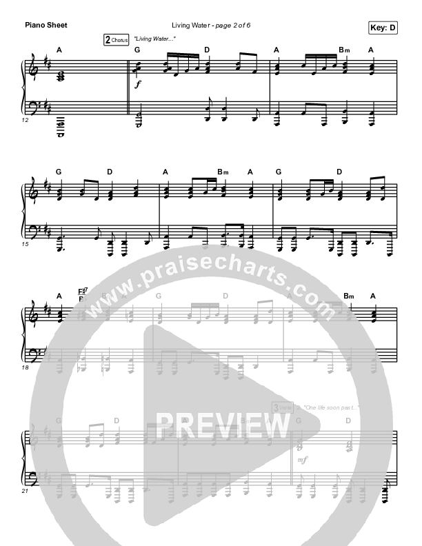 Living Water Piano Sheet (The Worship Initiative / Shane & Shane)