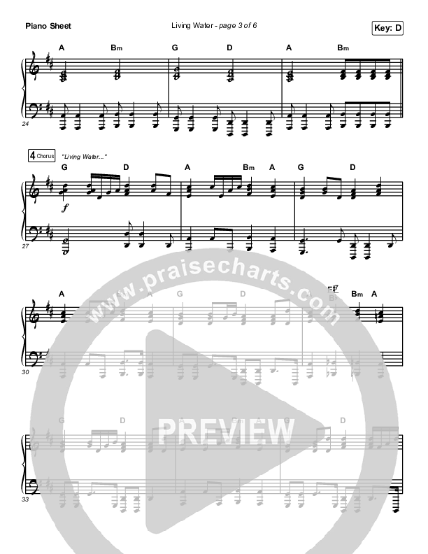 Living Water Piano Sheet (The Worship Initiative / Shane & Shane)