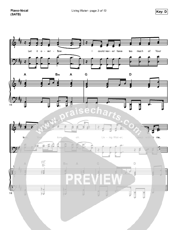 Living Water Piano/Vocal (SATB) (The Worship Initiative / Shane & Shane)