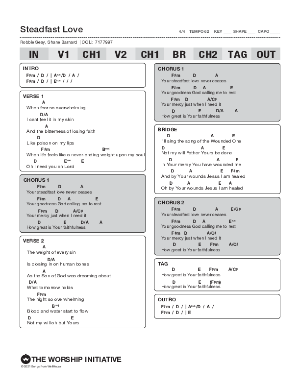 Steadfast Love Chord Chart (The Worship Initiative / Shane & Shane)