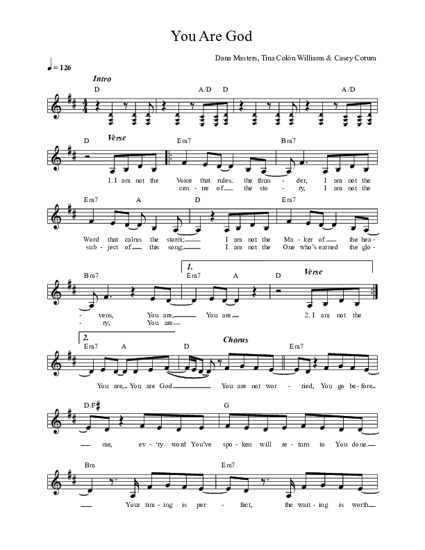 You Are God Lead Sheet (SAT) (Vineyard Worship)