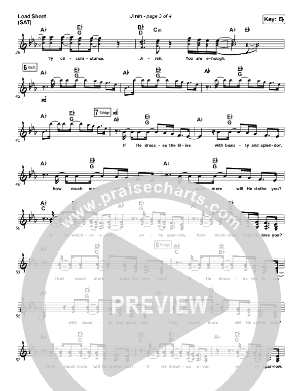 Jireh Lead Sheet (SAT) (Maverick City Music)