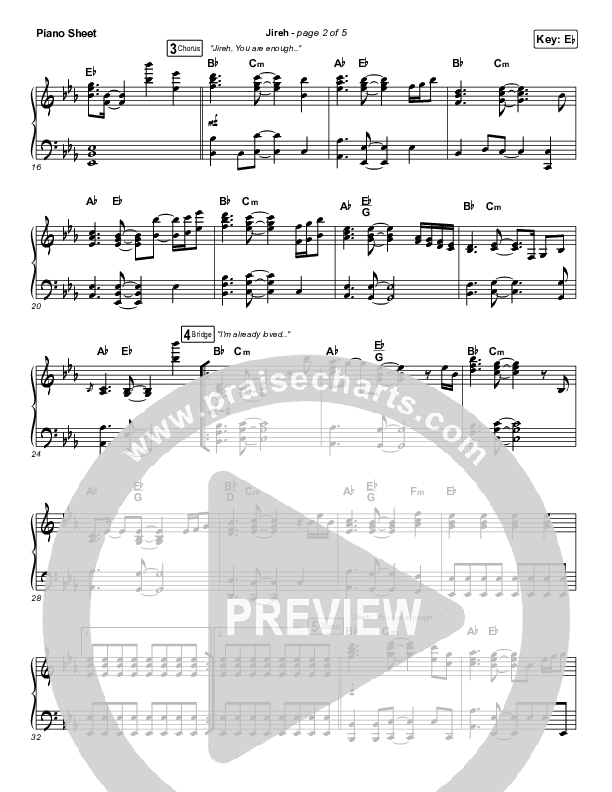 Jireh Piano Sheet (Maverick City Music)
