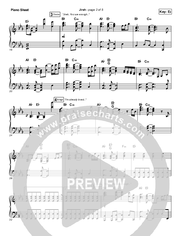 Jireh Piano Sheet (Maverick City Music)