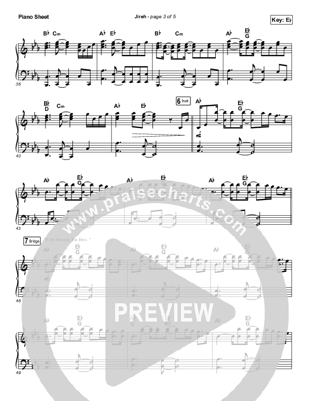 Jireh Piano Sheet (Maverick City Music)